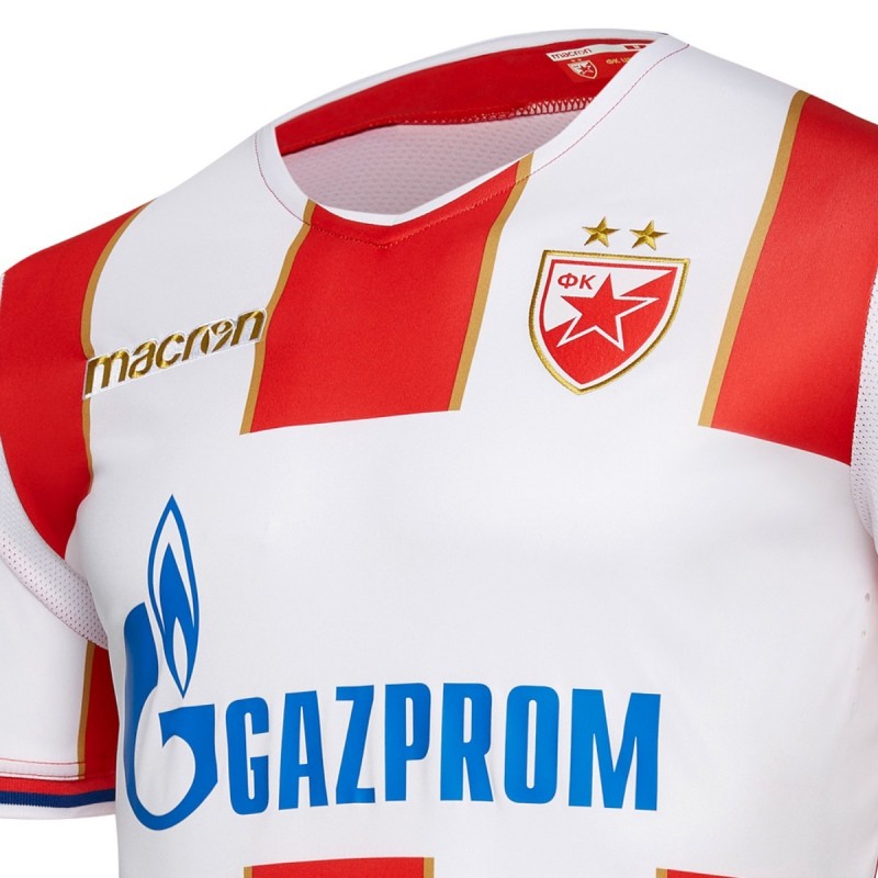Maillot Domicile Étoile Rouge Belgrade 2023-2024 - Macron - Rayures Rouges Et Blanches - Personnalisation Nom/numéro Possible