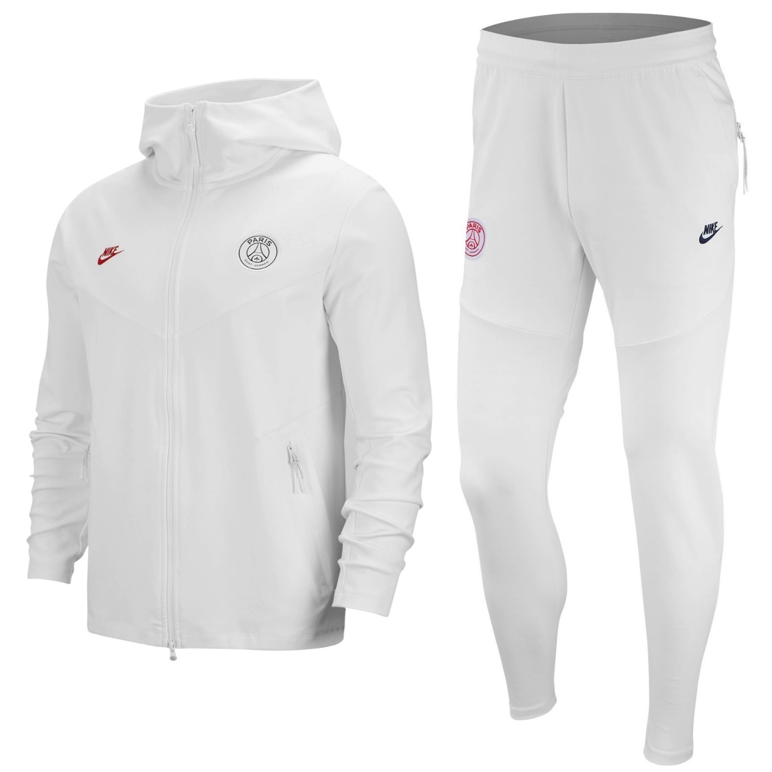 white and grey nike tech tracksuit
