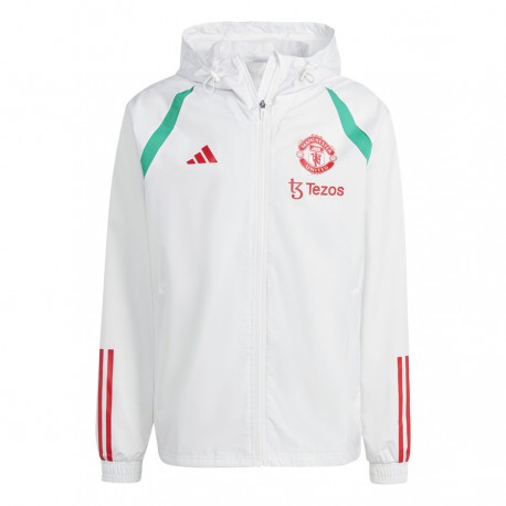 Veste coupe pluie d'entrainement Manchester United 2023/24 blanc - Adidas