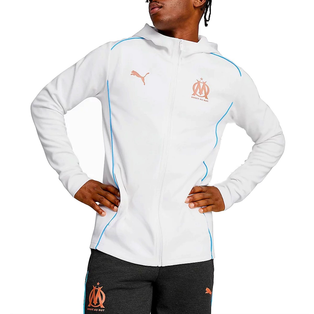 OLYMPIQUE DE MARSEILLE Tuta Fit OM Ufficiale – Poliestere, Aderente, Collezione 2024, Taglie Bambino 4-14 Anni