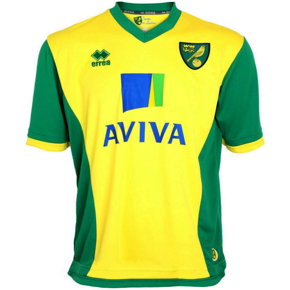 Norwich City FC Home soccer jersey 2013/14 - Errea - SportingPlus ...