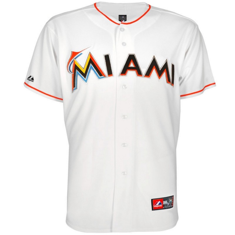 Mitones evaluar campo Miami Marlins MLB camiseta de béisbol Home - Majestic - SportingPlus.net