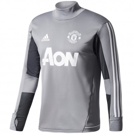 Tech sweat top d'entrainement Manchester United 2017/18 gris - Adidas